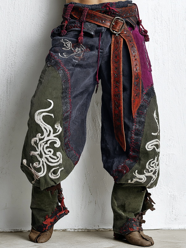 Summer and autumn Japanese men's loose contrast color retro trousers pants 4893