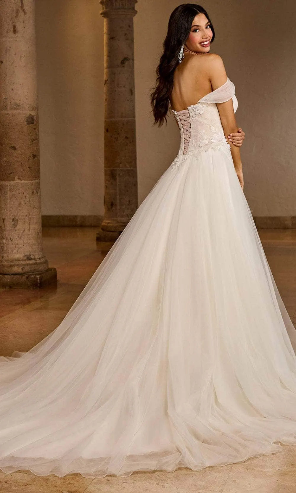 Rachel Allan RB5039 - Floral Appliqued Overskirt Bridal Gown