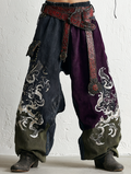 Summer and autumn Japanese men's loose contrast color retro trousers pants 2f34