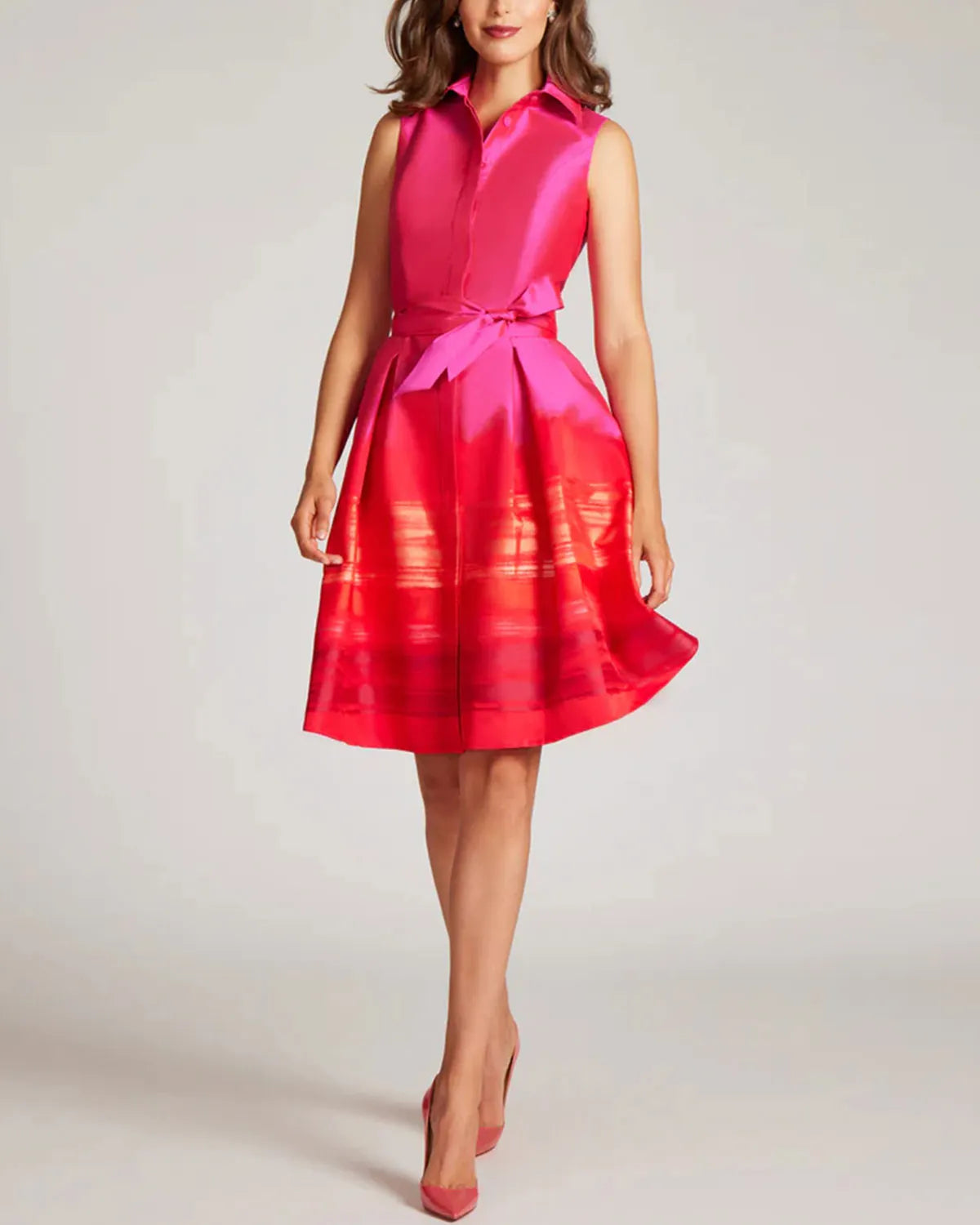Taffeta Border Pattern Shirt Dress