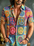 Men's Retro Bohemian Hippie Style Embroidered Sequin Print Short-sleeve Shirt