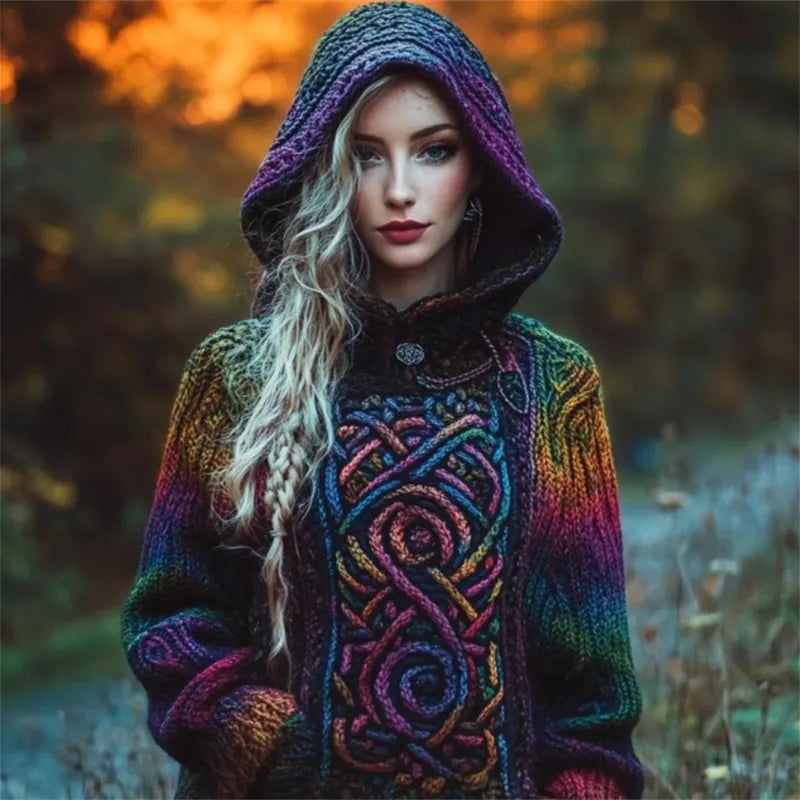 Mystical Galaxy Gradient Celtic Cozy Hooded Sweater