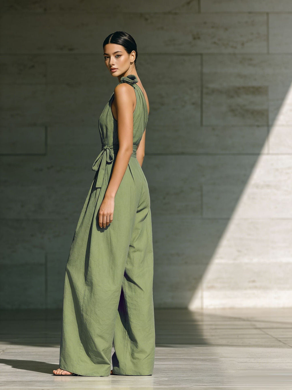 One-Shoulder High-Waisted Wide-Leg Jumpsuit with Bow Detail - Summer Chic 2026