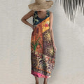 Vintage Bohemian Geometric Art Linen Blend Dress