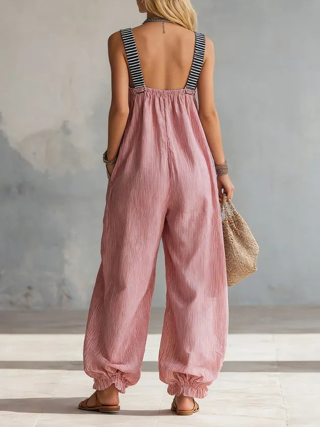 Casual Striped Loosen Overall Jumpsuit