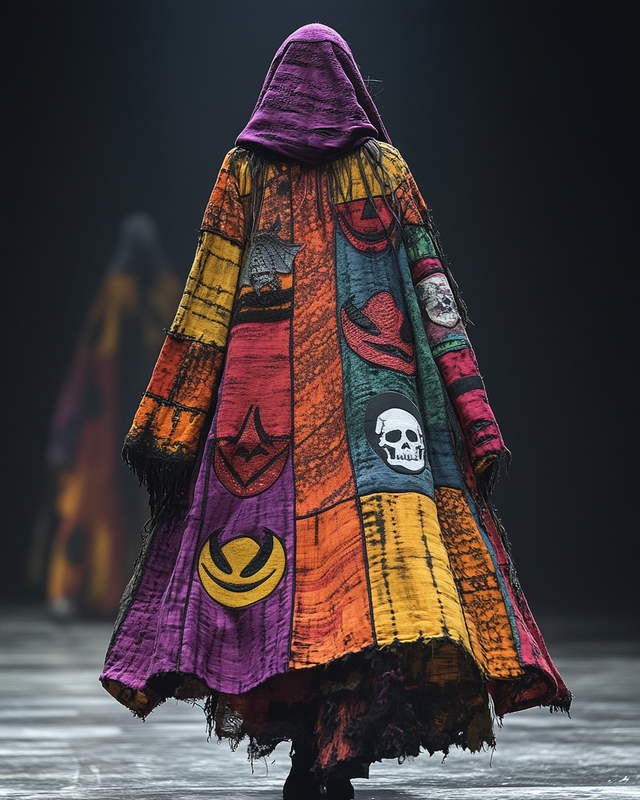 Men's Printed Contrast Hooded Oversized Coat cbdc