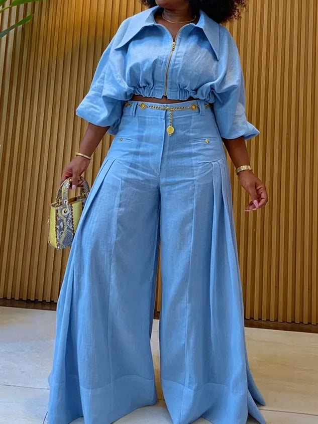 Casual Solid Loose Fit Cotton And Linen Wide Leg Pants for Daily Wear