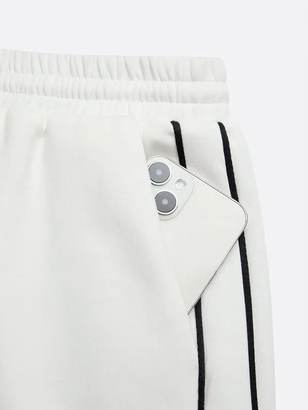 Casual High Waist Wide Leg Pants Color Block H-Line Daily Trousers