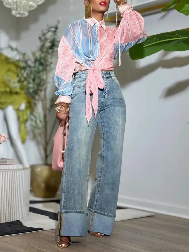 Casual Plain Distressing Jeans