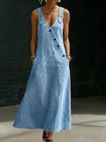 Long Denim Shirt Dress with Button Front for Women