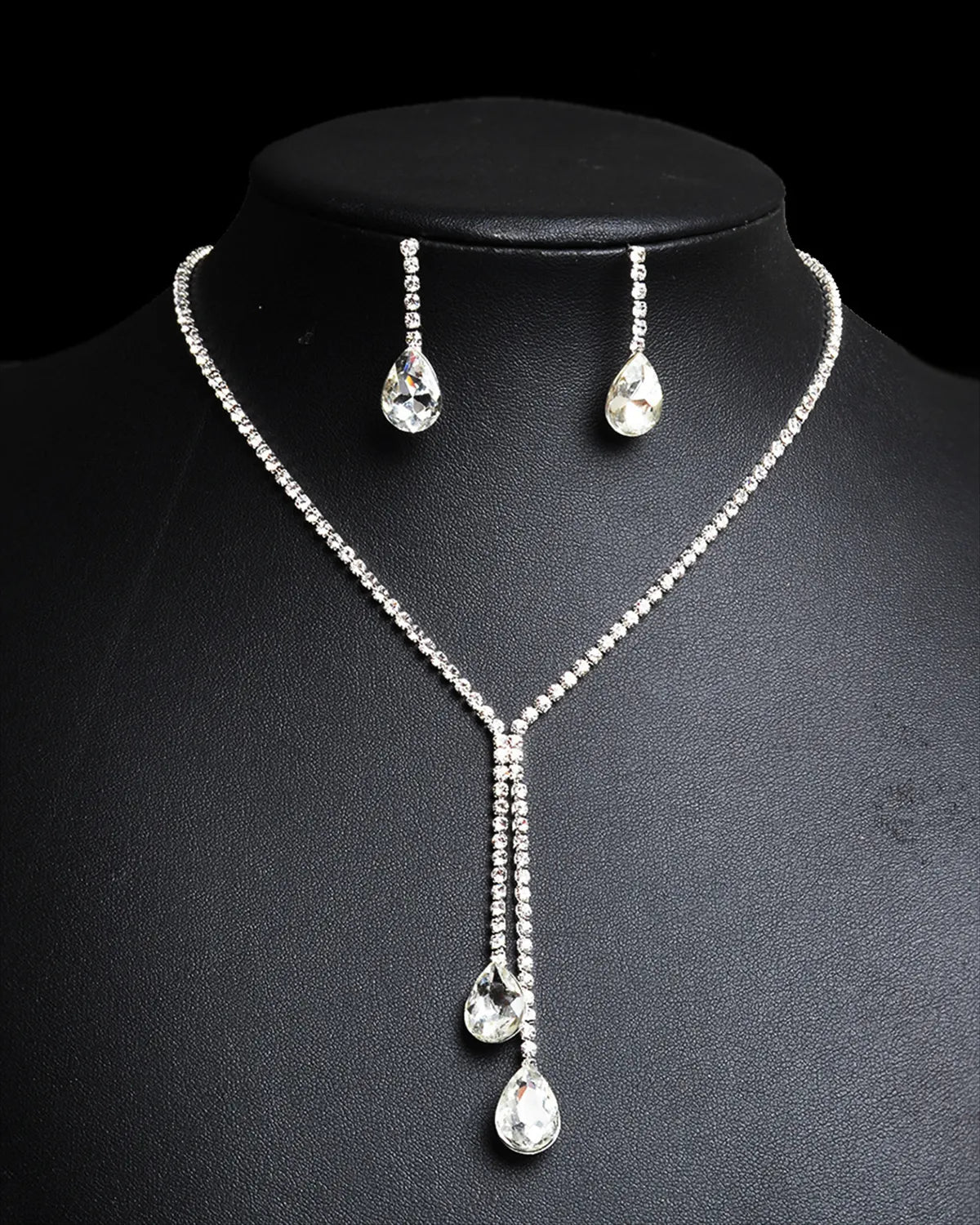 Evening Rhinestone Earrings and Necklace Set