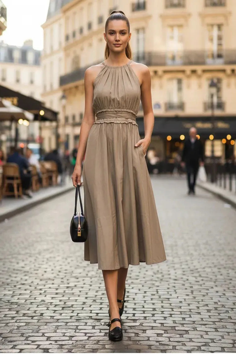 Cross Front Strap Midi Dress