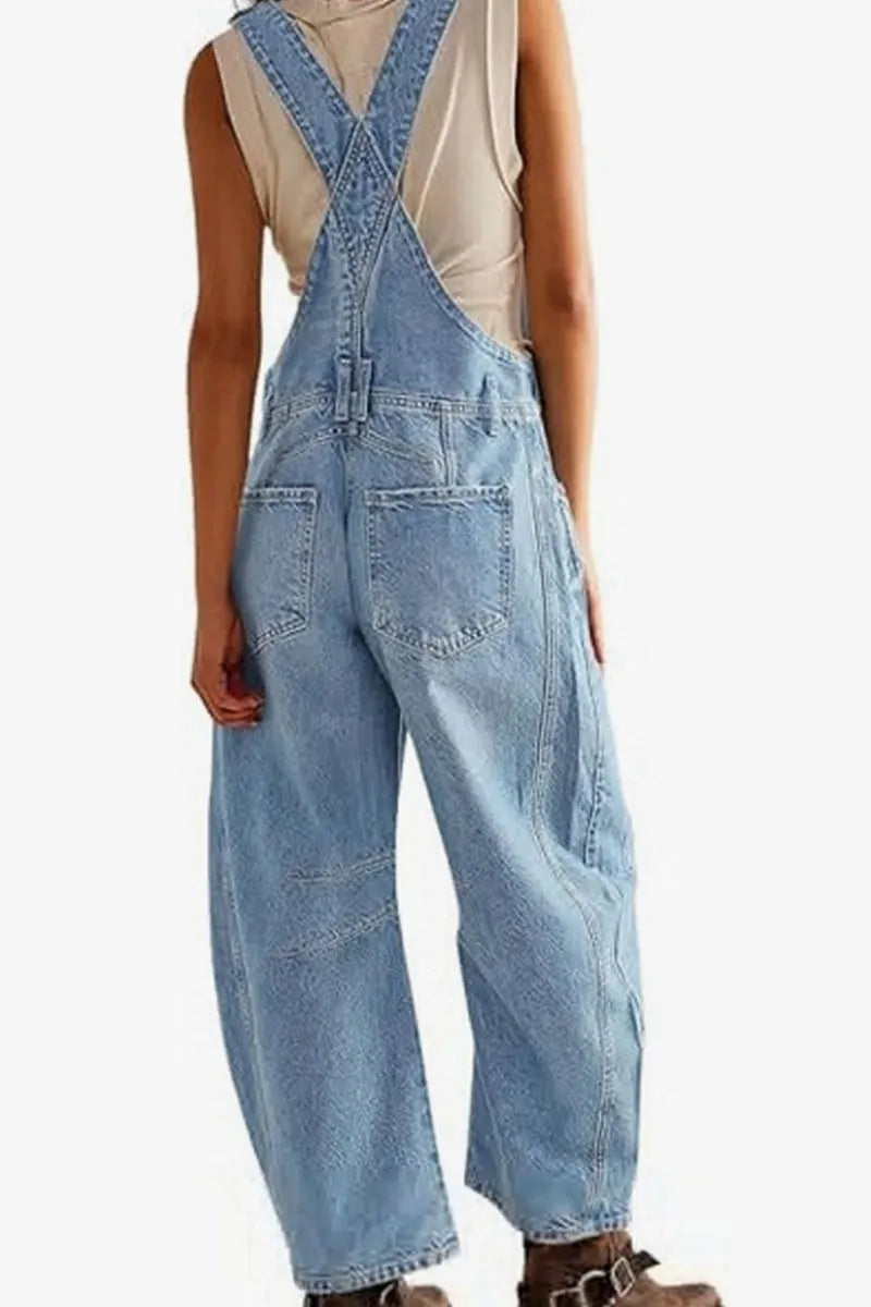 Women Y2k Baggy Barrel Jeans Overalls Wide Leg Denim Pants Bib Overalls Jumpsuit Boyfriend Patchwork Jeans