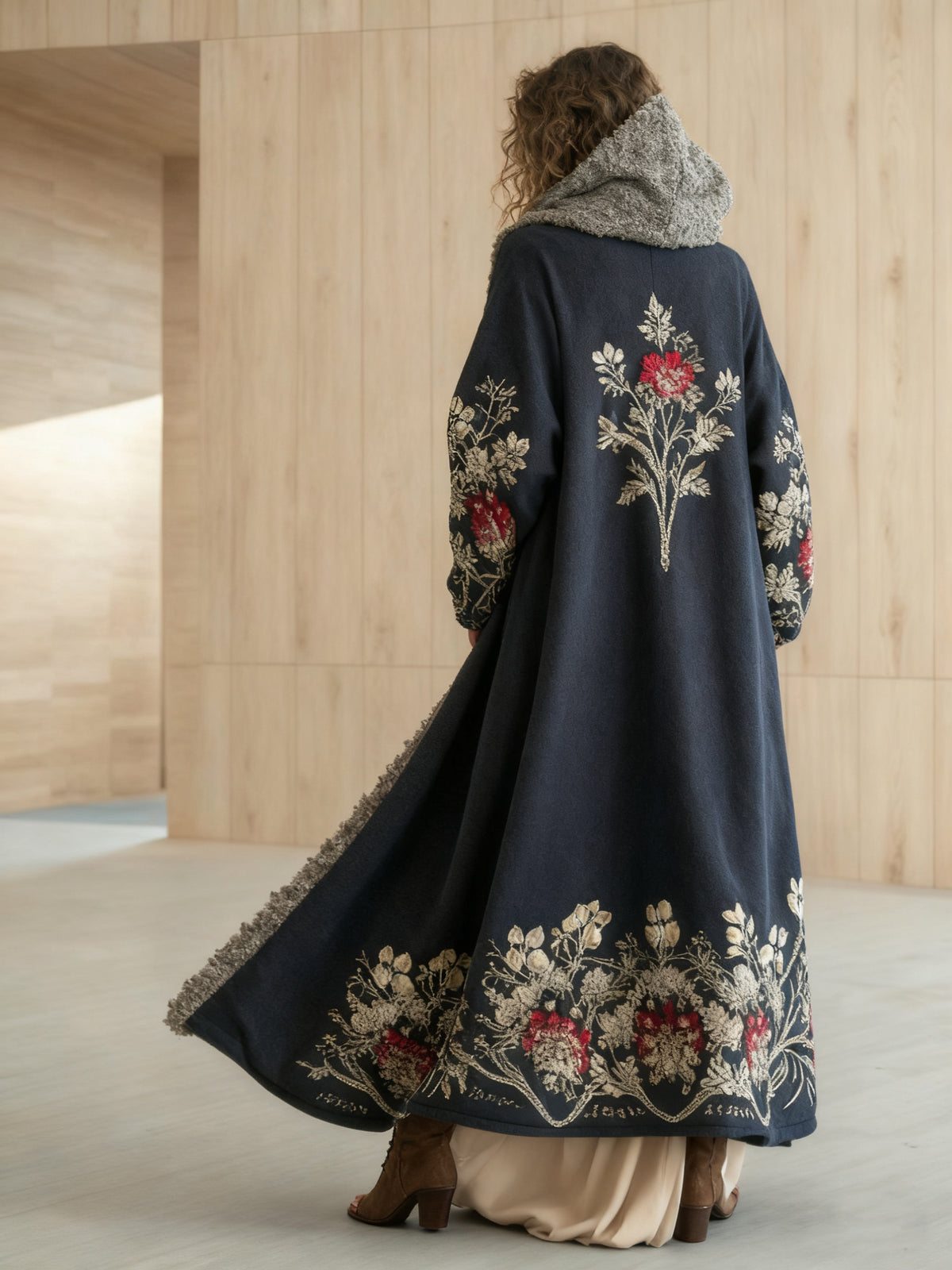 Women's Autumn and Winter Flannel V-Neck Hooded Cardigan Robe