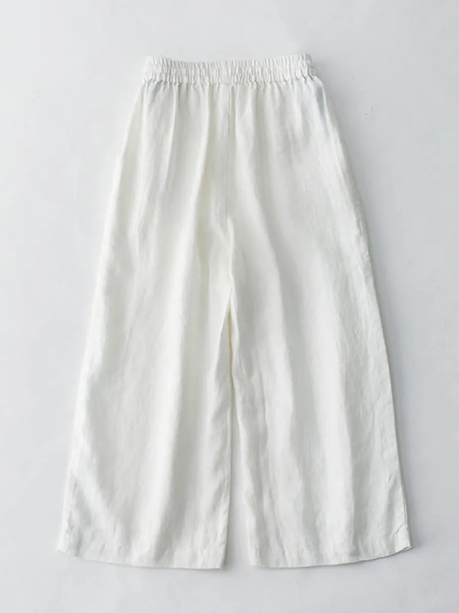 Women's Breathable Elastic Pocket Lazy Casual Cotton And Linen Loose Pants