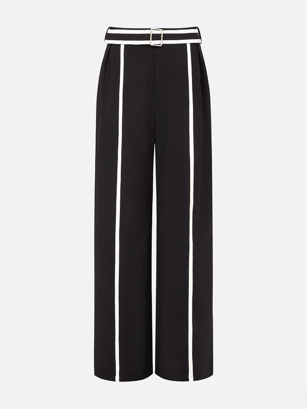 Urban Color-Block Piping Straight-Leg Pants