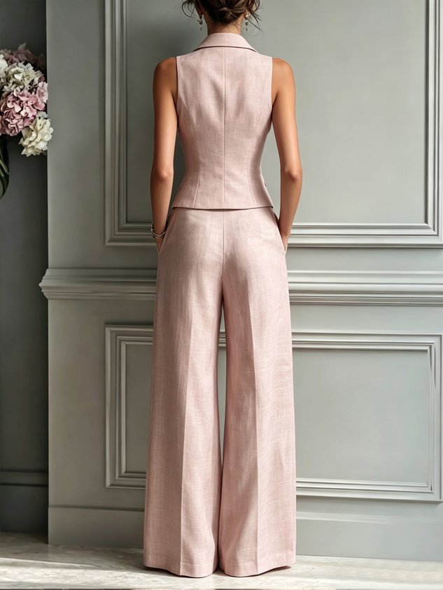 Casual Solid H-Line Straight Leg Pants