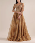 Women's V-neck Long Sleeve Mesh Sequin Dress