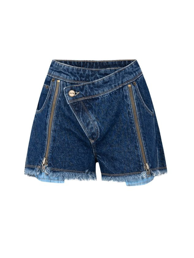 Casual Zipper Denim Shorts
