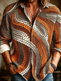 Men's Retro Hippie Polka Dot Art Print Long Sleeve Shirt