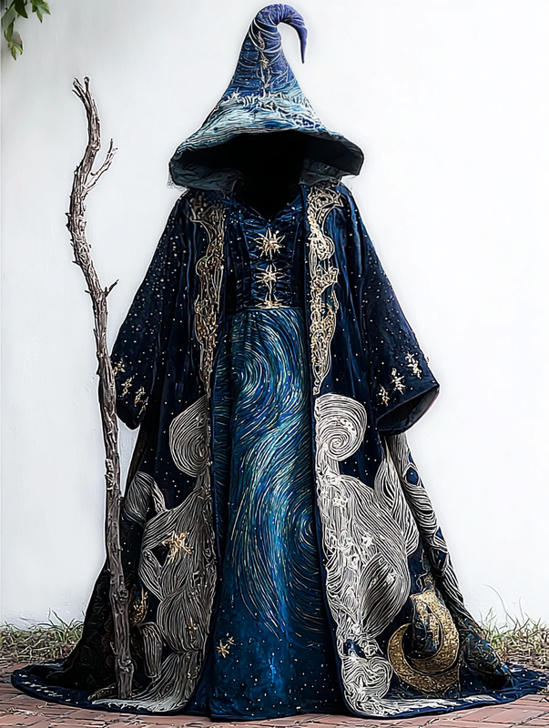 Men's Fashion Starry Galaxy Hooded Cape 97f3