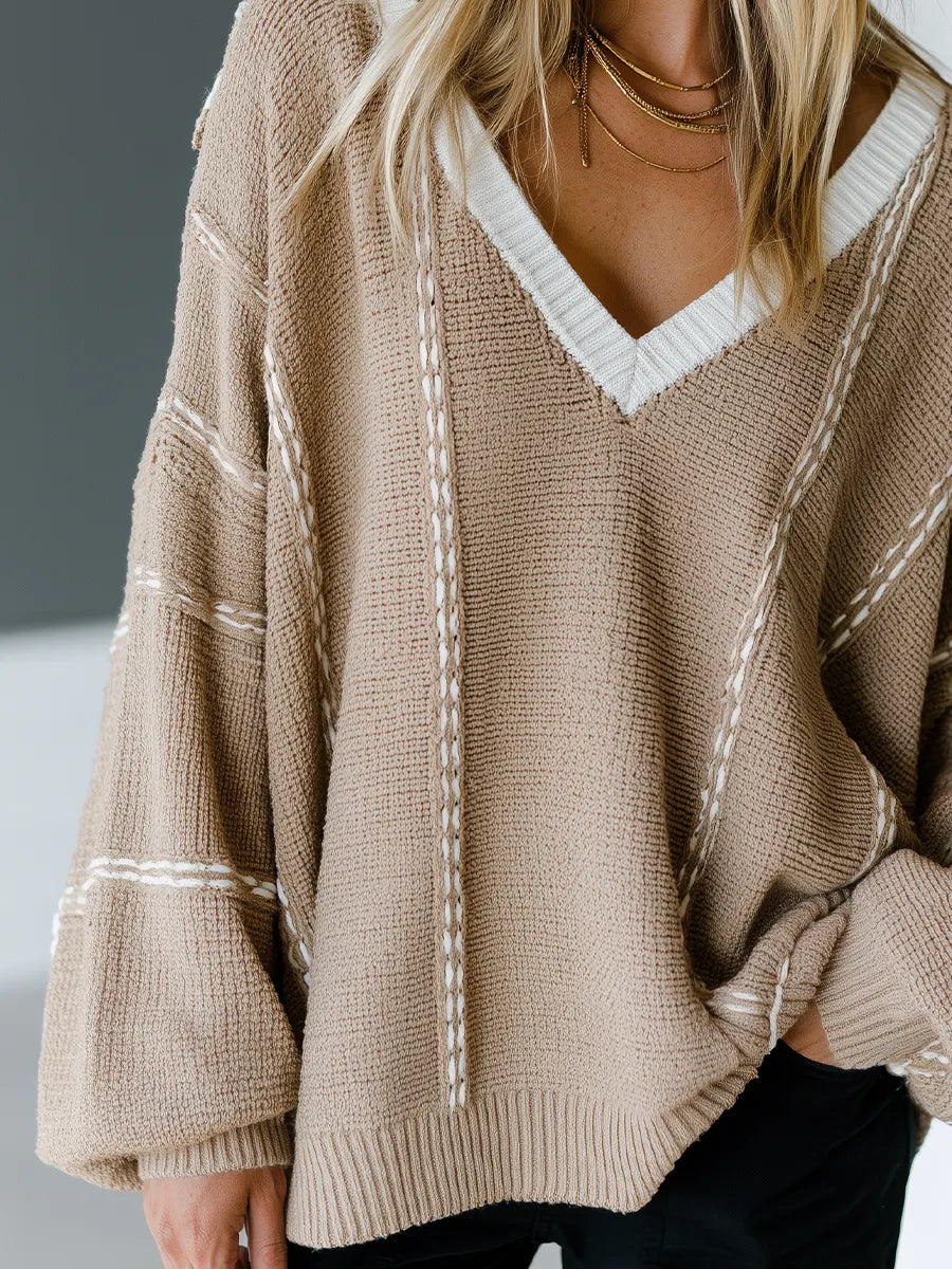 Minimal Bohemian Dropped Shoulder Sweater Top