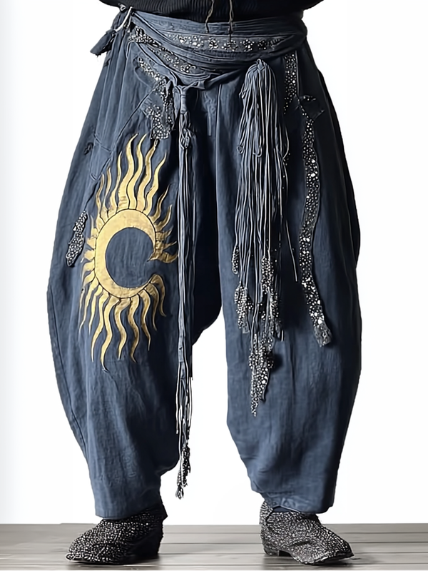 Summer and autumn Japanese men's loose contrast color retro trousers pants b1fc