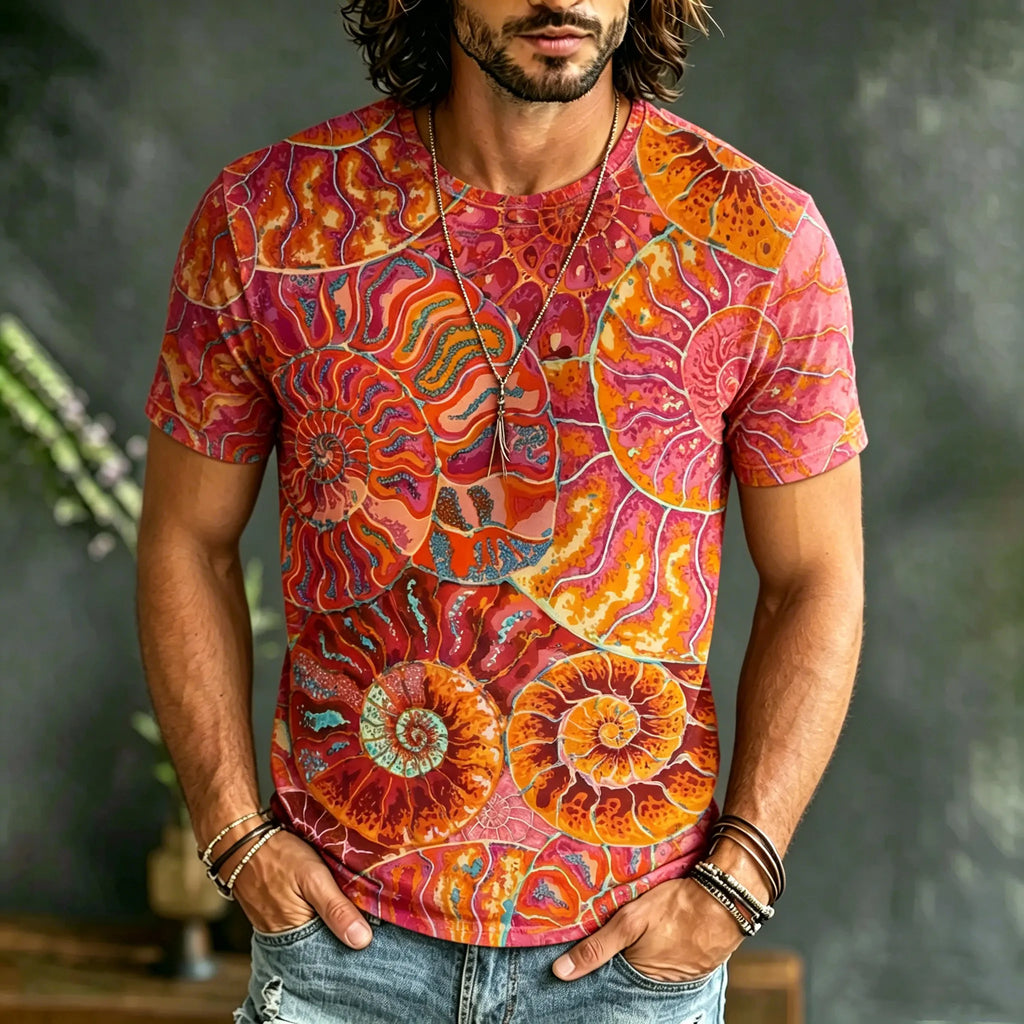 Men's Retro Abstract Pattern Casual Short-sleeve T-shirt
