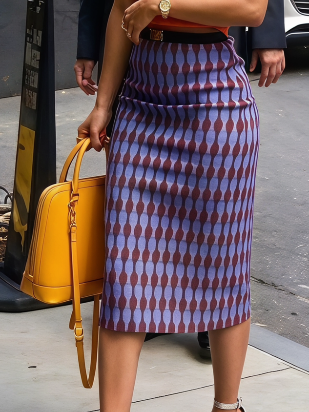 Elegant Geometric Midi Skirt