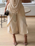 Cotton Casual Plain Folds Straight Pants