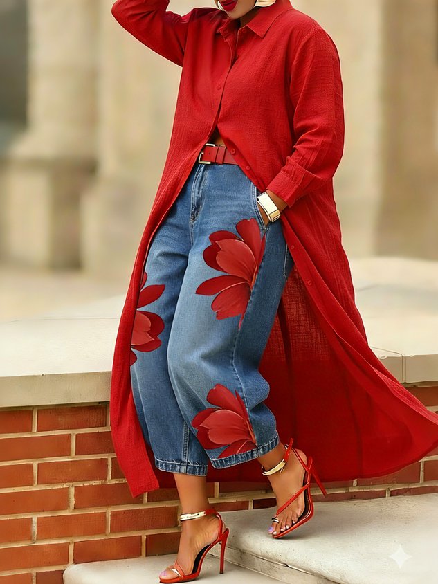 Casual Zipper Loose Bloomers Ankle Pants O-Line Daily Trousers
