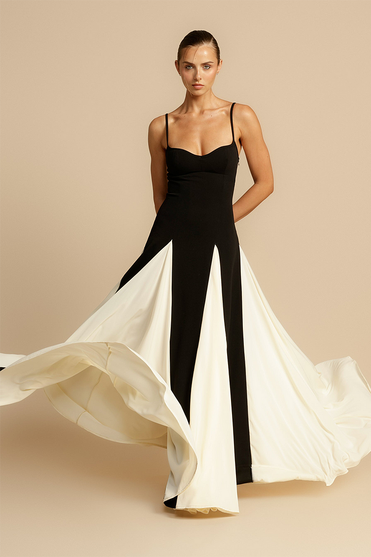 TIMELESS ELEGANCE PANELLED TULLE A-LINE SLIP MAXI DRESS