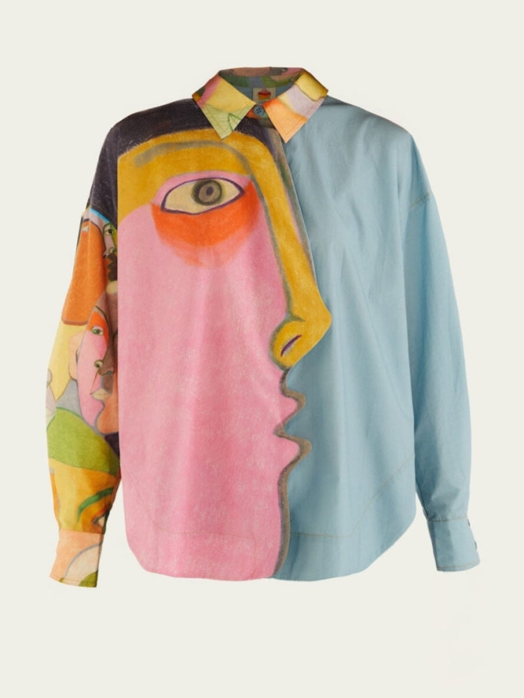 Abstract Face Patchwork Top