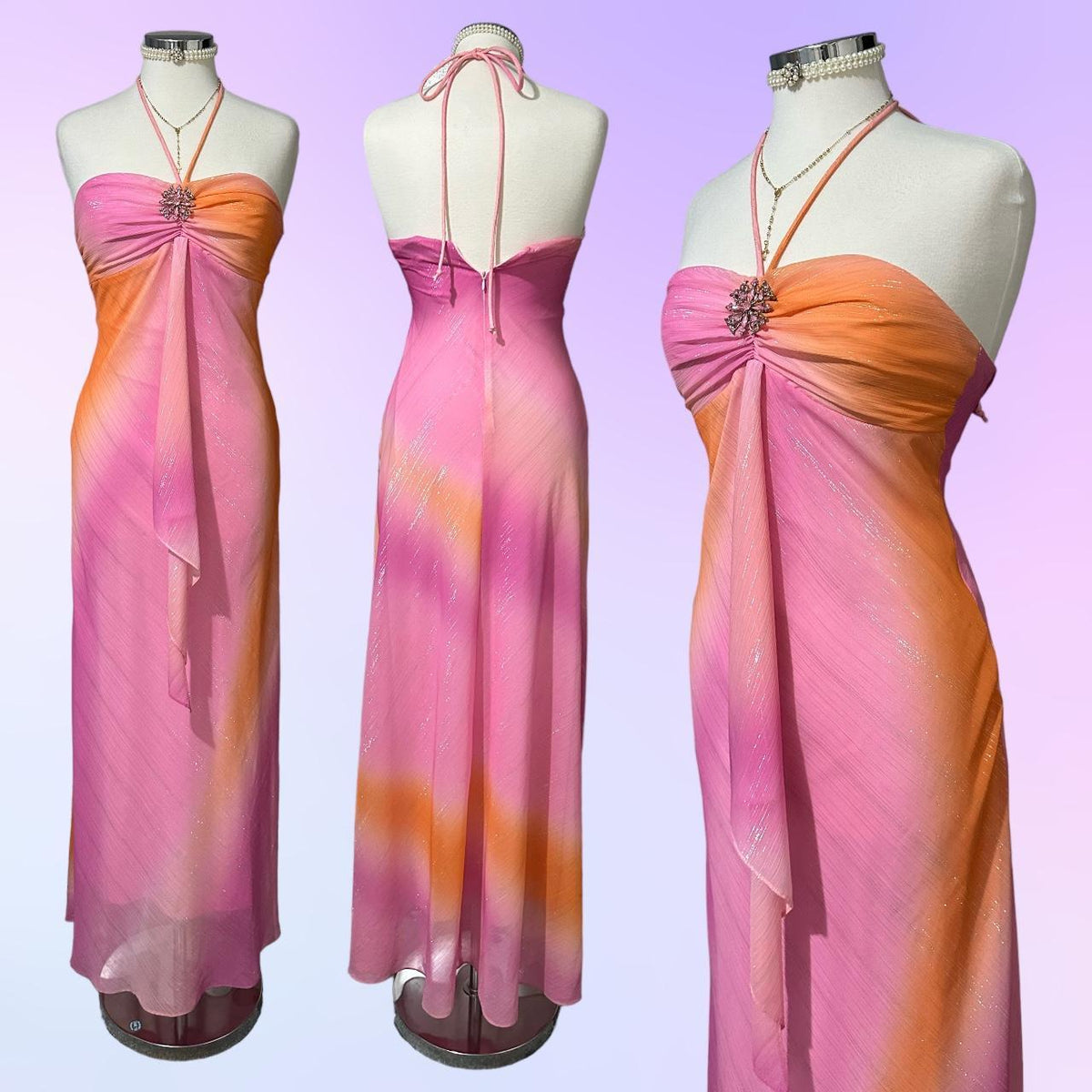 Women's Pink and Orange Dress