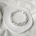 Light Purple Chalcedony Moonstone Silver Bracelet