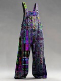 Men's Casual Retro Multicolor Art Prints Denim Overalls