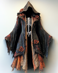 Women's Halloween Themed Rose Embroidered Irregular Cape 02a6