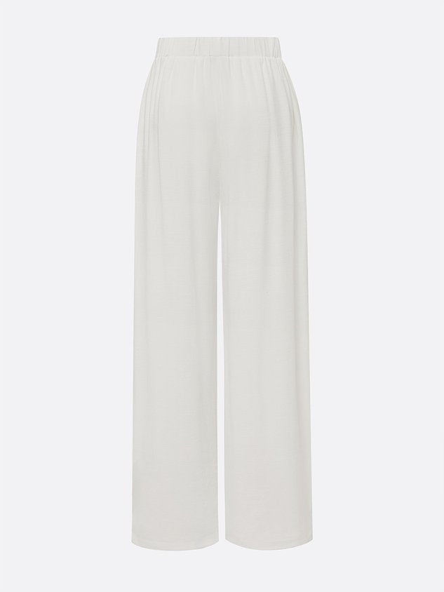 Cotton Casual Plain Wide Leg Pants Fashion Pants