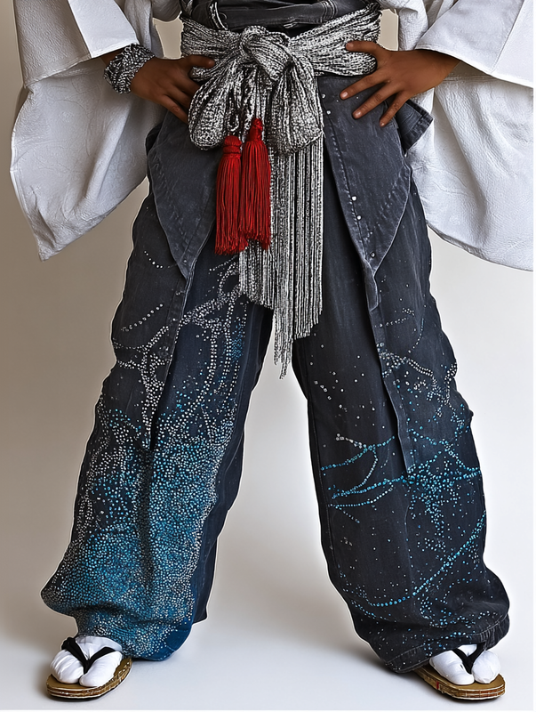 Summer and autumn Japanese men's loose contrast color retro trousers pants 2a55