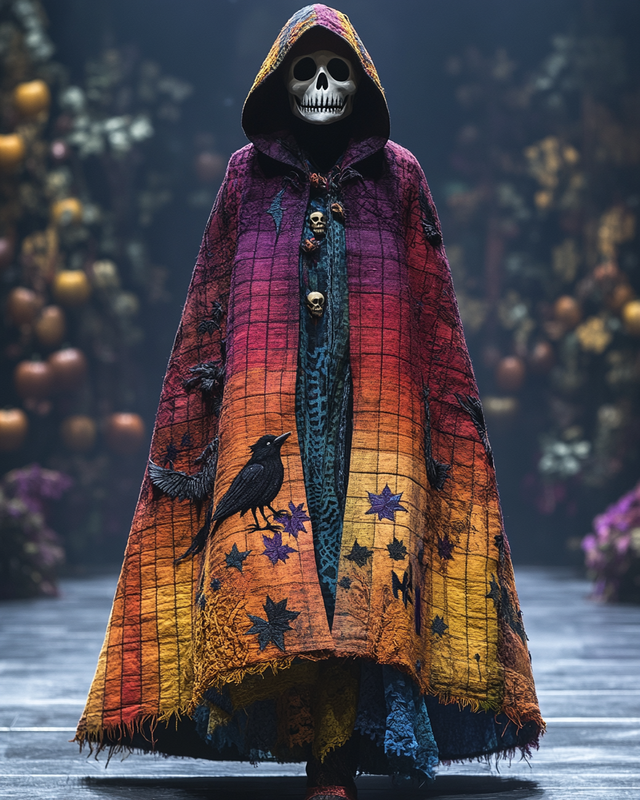 Men's Printed Contrast Hooded Oversized Coat 0a8c
