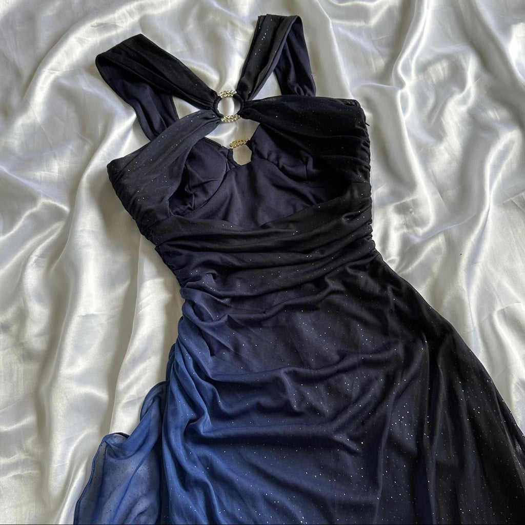 Betsy & Adam Women's Black and Blue Dress