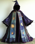 Star, moon, and sun 3D embroidered contrasting color stitching cape 2902