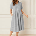 Linara - Striped Midi Shirt Dress with Pockets