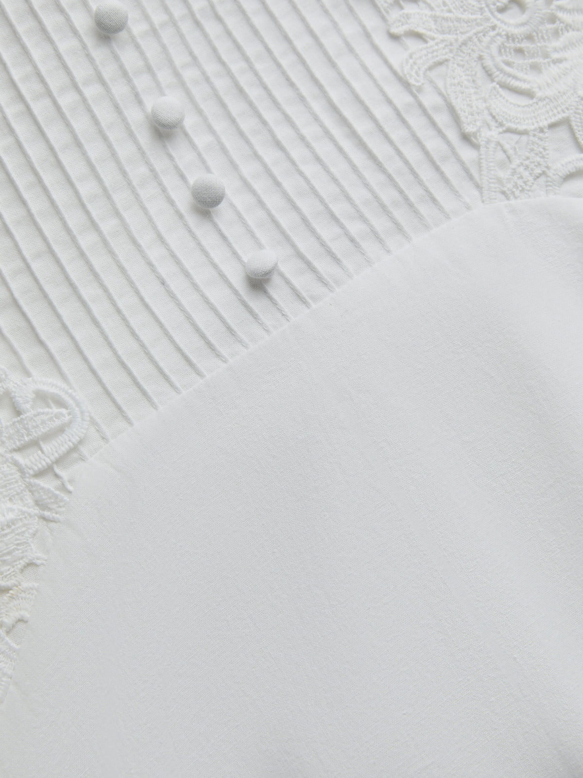 Midi Cotton Dress, Sleeveless, Round Neck, Plain, Lace, Vintage, White