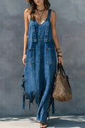 Denim Jumpsuit with Elastic Waist for Women