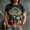 Men's Hippie Psychedelic Mushrooms And The Eye Of The Universe Print T-shirt