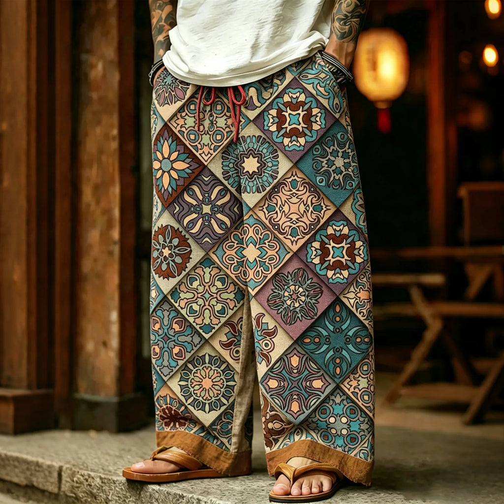 Men's Retro Tribal Geometry Hippie Style Pattern Art Casual Pants
