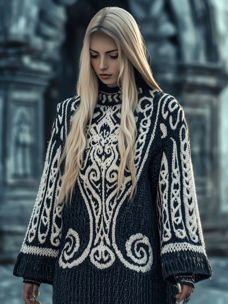 Viking Tribe Totem Women's Crew Neck Long Sweater
