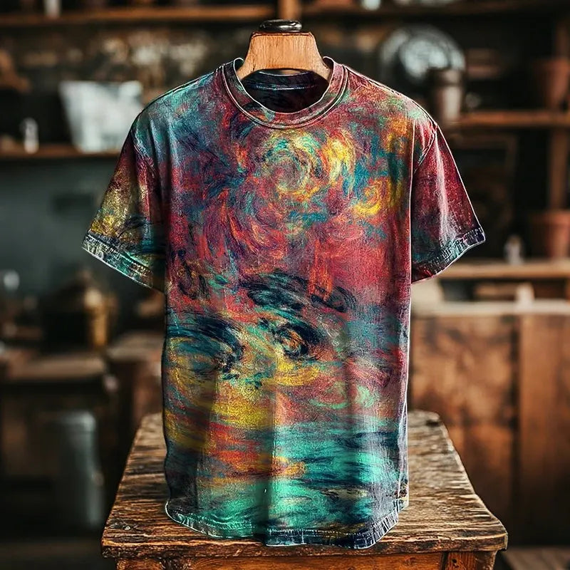 Men's Hippie Tie Dye Print Vintage T-shirt