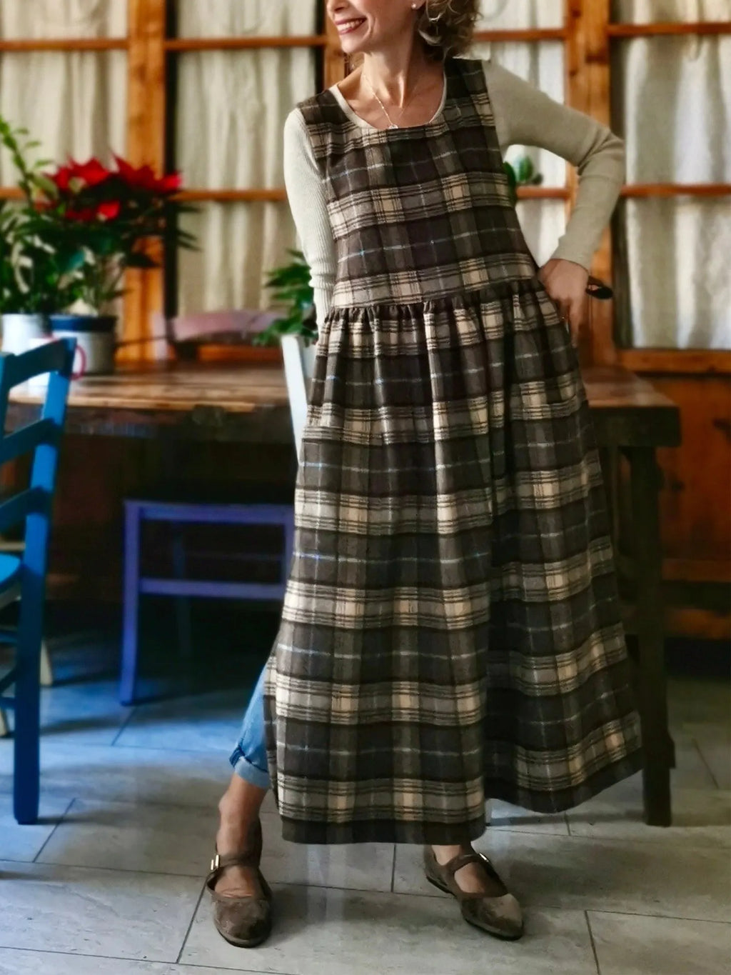 Brown Tartan Apron